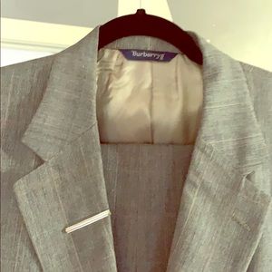 Gray Burberry plaid suit (coat and slacks)